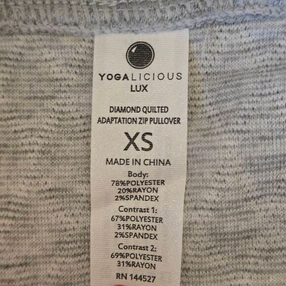 NWT Yogalicious Lux Womens Diamond Quilted Pullover Sweatshirt Heather Gray XS - Picture 2 of 13